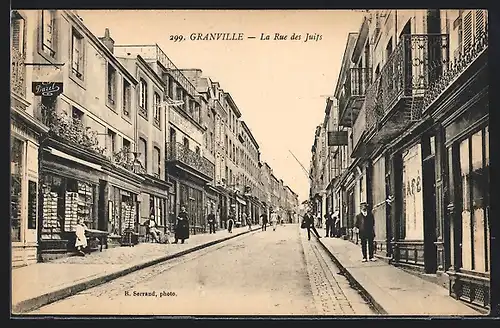 AK Granville, La Rue des Juifs, Strassenpartie