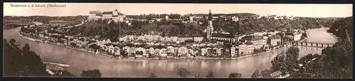 Klapp-AK Burghausen a. d. Salzach, Panoramablick auf die Ortschaft