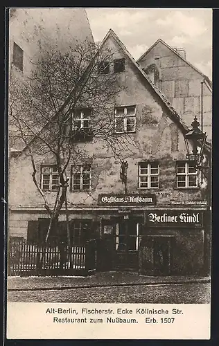 AK Berlin, Restaurant zum Nussbaum, Fischerstr. Ecke Köllnische Str.