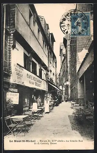 AK Le Mont St. Michel, Maison du XIV. siècle, La Grande Rue, Café-Restaurant Victor Béquet