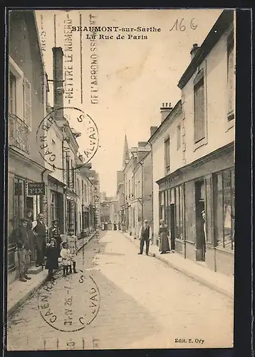 AK Beaumont-sur-Sarthe, La Rue de Paris