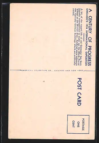 AK Chicago, International Exposition 1934, A Century of Progress, Black Forest Village