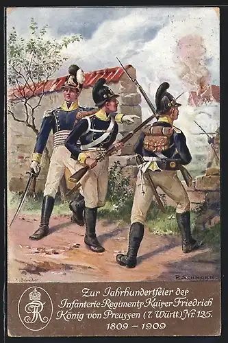 Künstler-AK Soldaten des Infanterie-Regiment Kaiser Friedrich König von Preussen Nr. 125