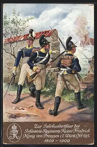 Künstler-AK Soldaten des Infanterie-Regiment Kaiser Friedrich König von Preussen Nr. 125