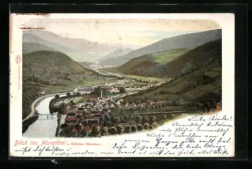 AK Gernsbach /Murgtal, Blick ins Murgtal vom Schloss Eberstein