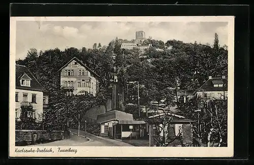 AK Karlsruhe-Durlach, Ortsansicht mit Turmberg