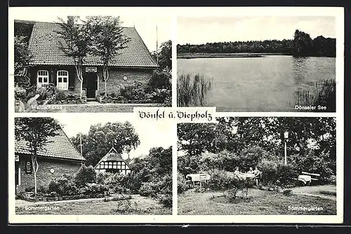 AK Dönsel, Partie an der Waldschänke Dönsel mit Sommergarten & Seeblick