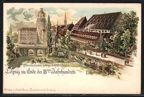 Lithographie Leipzig, Moritzdamm jetzige Schillerstrasse