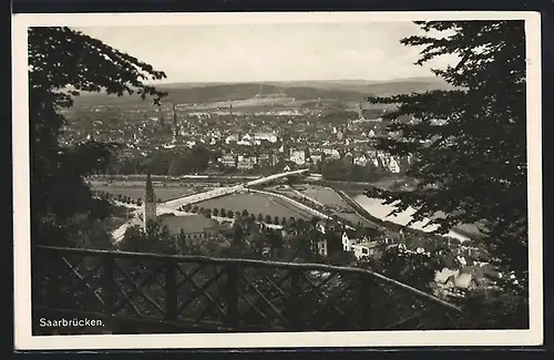 AK Saarbrücken, Totale vom Aussichtspunkt aus gesehen