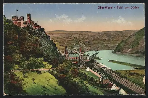 AK Oberwesel / Rhein, Totale von Süden gesehen