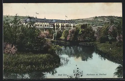 AK Bad Orb, Kurhaus mit Weiher