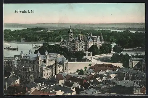 AK Schwerin, Uferpartie am Schloss