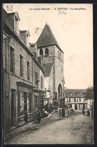 AK Neuvic, La Grand`Rue, Strassenpartie