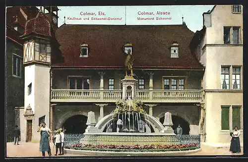 AK Colmar, Kaufhaus u. Schwendi-Denkmal, Monument Schwendi