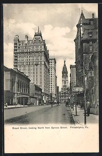 AK Philadelphia, PA, Broad Street looking North from Spruce Street