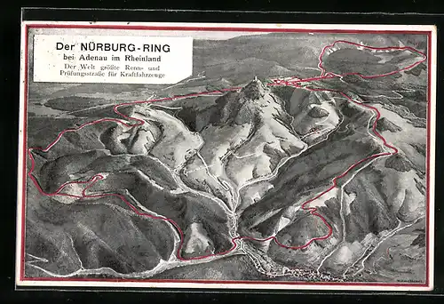 AK Der Nürburg-Ring bei Adenau, Ansicht aus der Vogelschau