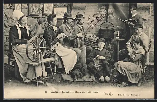 AK Vendée, La Veillée - Dans un vieille Ferme, Landidyll