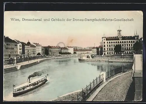 AK Wien, Donaukanal und Gebäude der Donau-Dampfschiffahrts-Gesellschaft