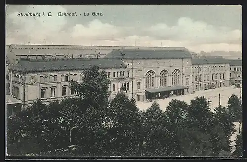 AK Strassburg i. E., Blick auf den Bahnhof