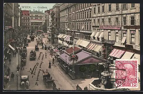 AK Wien, Graben, Restaurant Zur Grossen Tabakspfeife und Café Schrancl