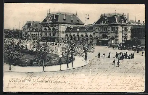 AK Düsseldorf, Hauptbahnhof mit Wilhelmsplatz