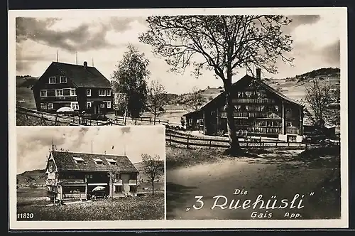 AK Gais, Die 3 Ruehüsli, Gasthaus