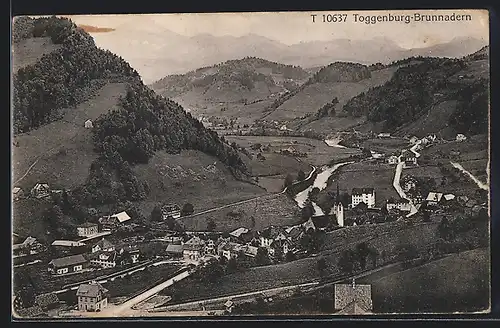 AK Toggenburg-Brunnadern, Ortsansicht aus der Vogelschau