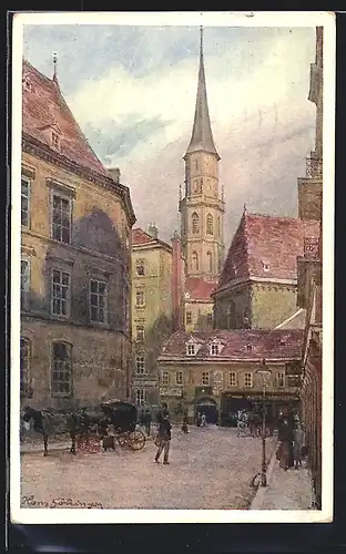 Künstler-AK Hans Götzinger: Wien, Blick zur Michaelerkirche