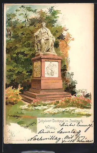 Künstler-Lithographie Wien, Das Franz Schubert-Denkmal im Stadtpark