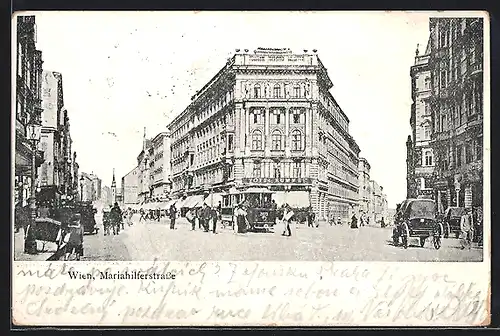 AK Wien, Mariahilferstrasse mit Hotel Kummer