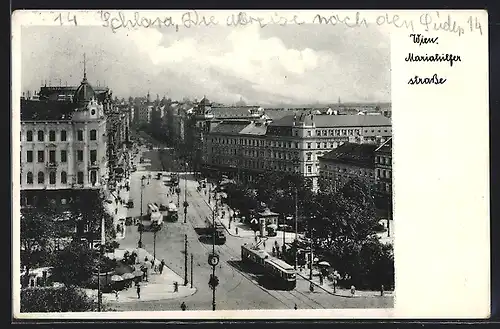 AK Wien, Mariahilferstrasse mit Strassenbahn