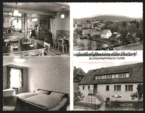 Klapp-AK Burgpreppach, Gasthof-Pension else Dellert, Schulgasse 52