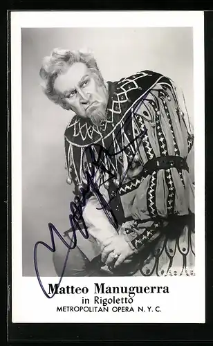 AK Opernsänger Matteo Manuguerra in Rigoletto, mit original Autograph