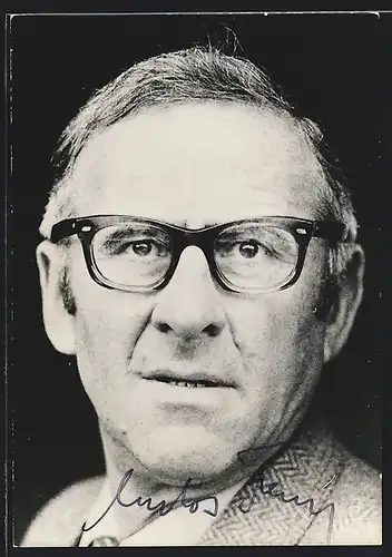 AK Opernsänger Carlos Feller mit schiefer Brille, mit original Autograph