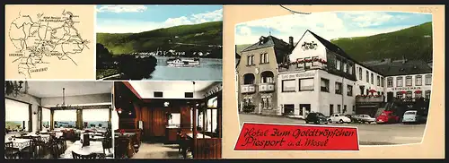 Klapp-AK Piesport a. d. Mosel, Hotel zum Goldtröpfchen, Innenansicht