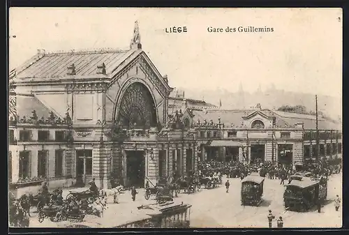 AK Liége, Gare des Guillemins, Strassenbahnen