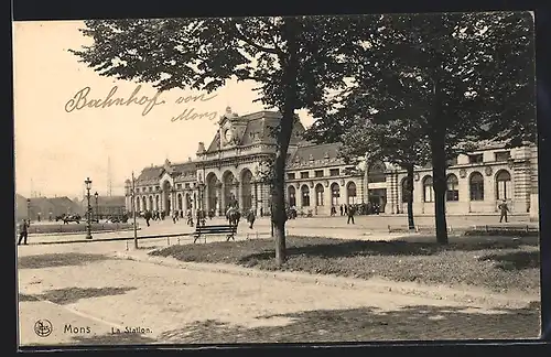 AK Mons, la Station, Bahnhof