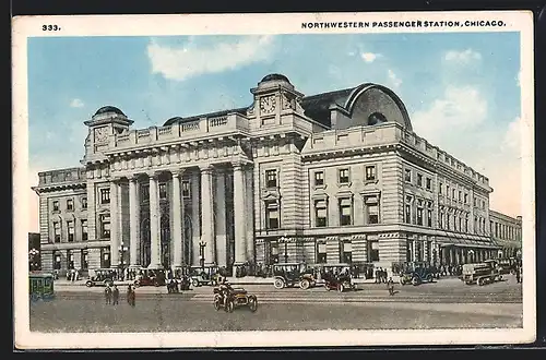 AK Chicago, IL, Northwestern Passenger Station, Bahnhof