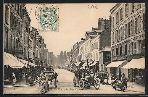 AK Honfleur, Rue de la République, Strassenpartie