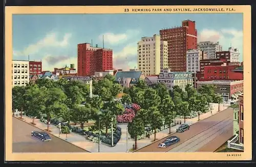 AK Jacksonville, FL, Hemming Park and Skyline