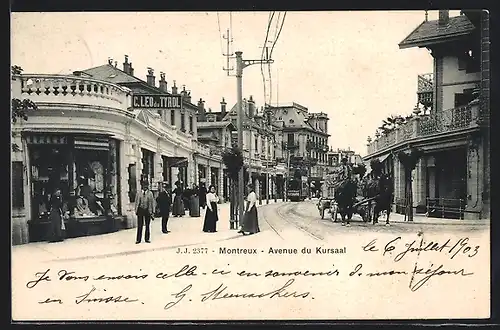 AK Montreux, Avenue du Kursaal, Strassenbahn