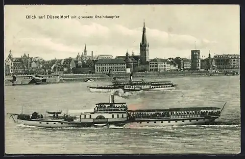 AK Düsseldorf, Rheindampfer Prinz Heinrich vor der Stadt