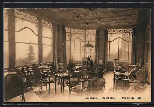 AK Lausanne, Hotel Cecil, Partie du Hall