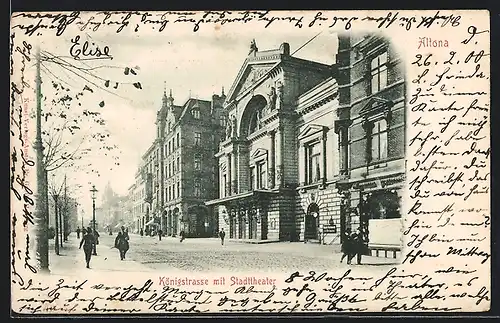 AK Hamburg-Altona, Königstrasse mit Stadttheater