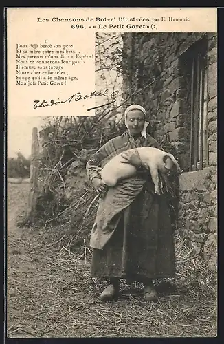 AK Bretagne, Le Petit Goret, les Chansons de Botrel illustrées par E. Hamonic