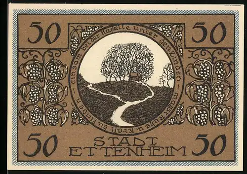 Notgeld Ettenheim 1922, 50 Pfennig, Kapelle unter den Linden, Wappen