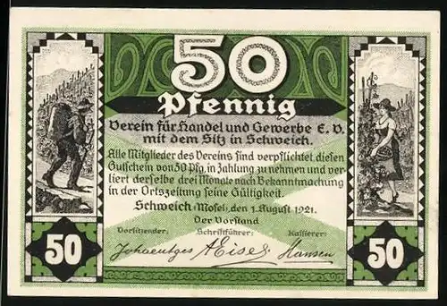 Notgeld Schweich /Mosel 1921, 50 Pfennig, Die Weinlese