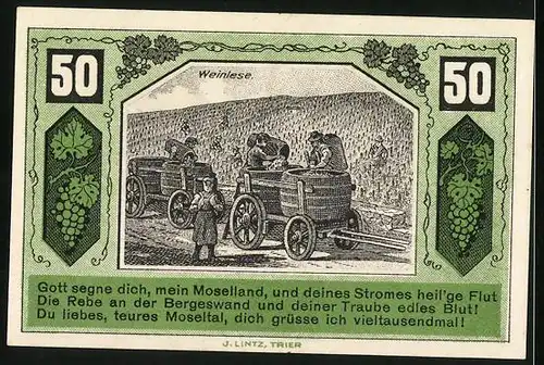 Notgeld Schweich /Mosel 1921, 50 Pfennig, Die Weinlese