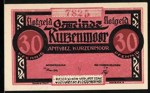 Notgeld Kurzenmoor, 30 Pfennig, Sprungreiter und sein Pferd in Aktion