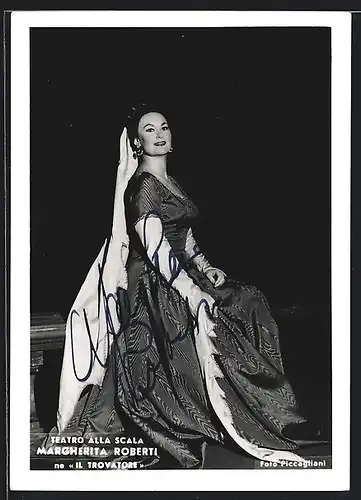 AK Opernsängerin Margherita Roberti in Il Trovatore, mit original Autograph